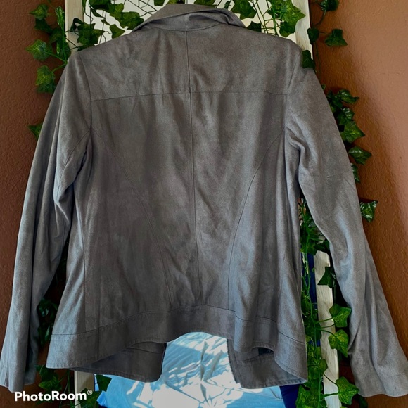 TOP STITCH SUEDE MOTO BLAZER JACKET - Picture 3 of 3